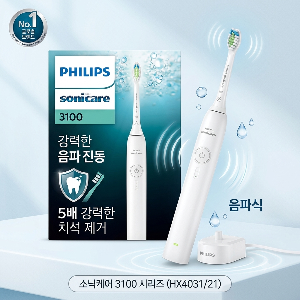 치과 스케일링을 집에서 매일 받는다? 한 번 쓰면 양치질 인생이 바뀝니다 – 필립스 소닉케어 3100 시리즈 전동칫솔 제품 이미지