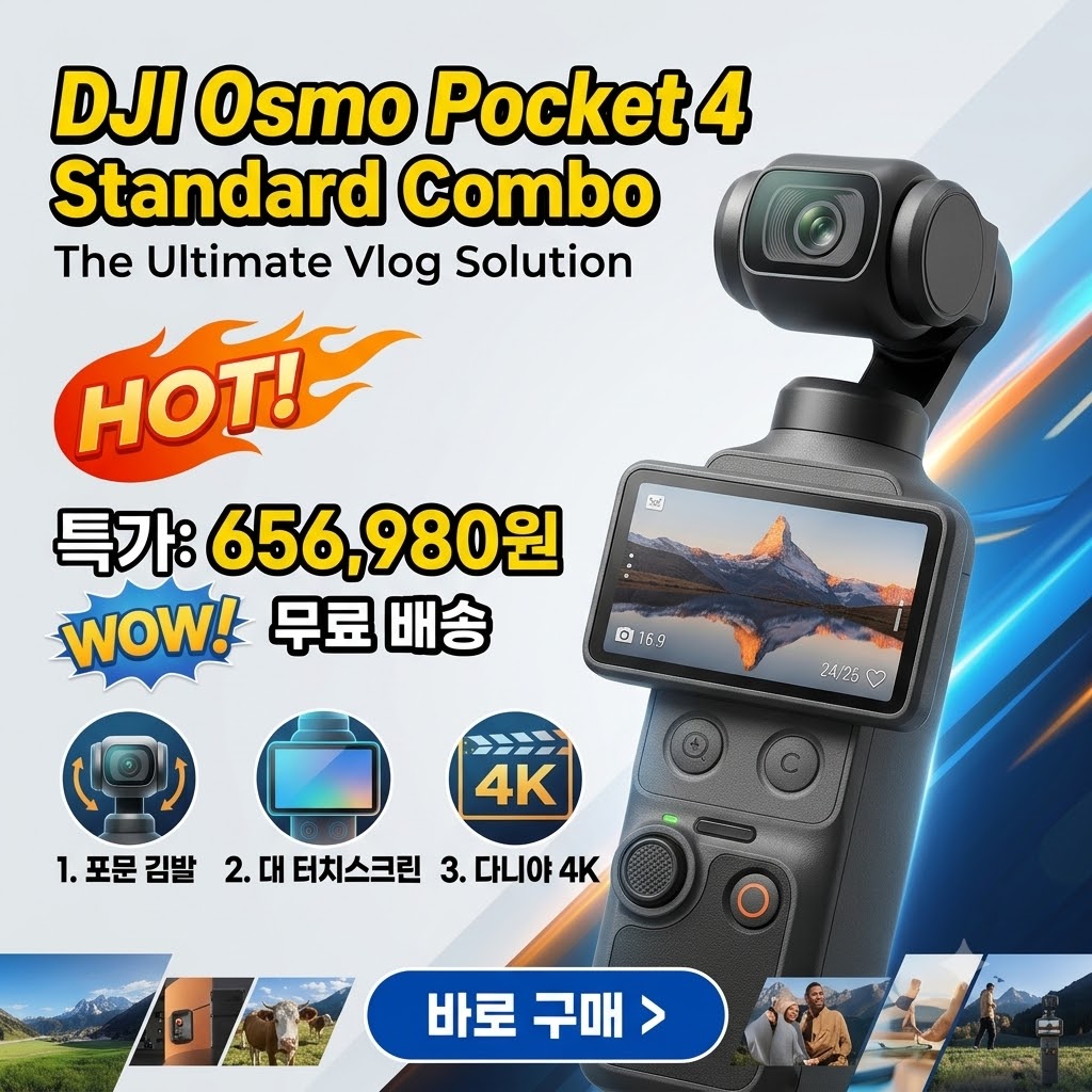 DJI Osmo Pocket 4 스탠더드 콤보 액션캠 제품 이미지